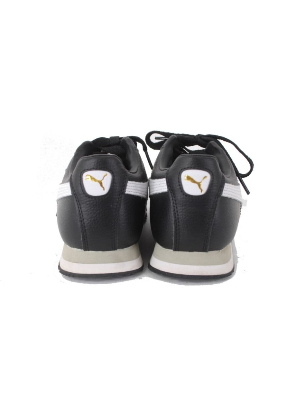 Puma Sneakers Roma Sz 9.5 Black White Gold Logo Lace Up Leather Sneakers - Picture 3 of 10